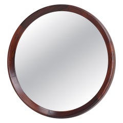 Round Brazilian Jacaranda Wall Mirror, 1970s