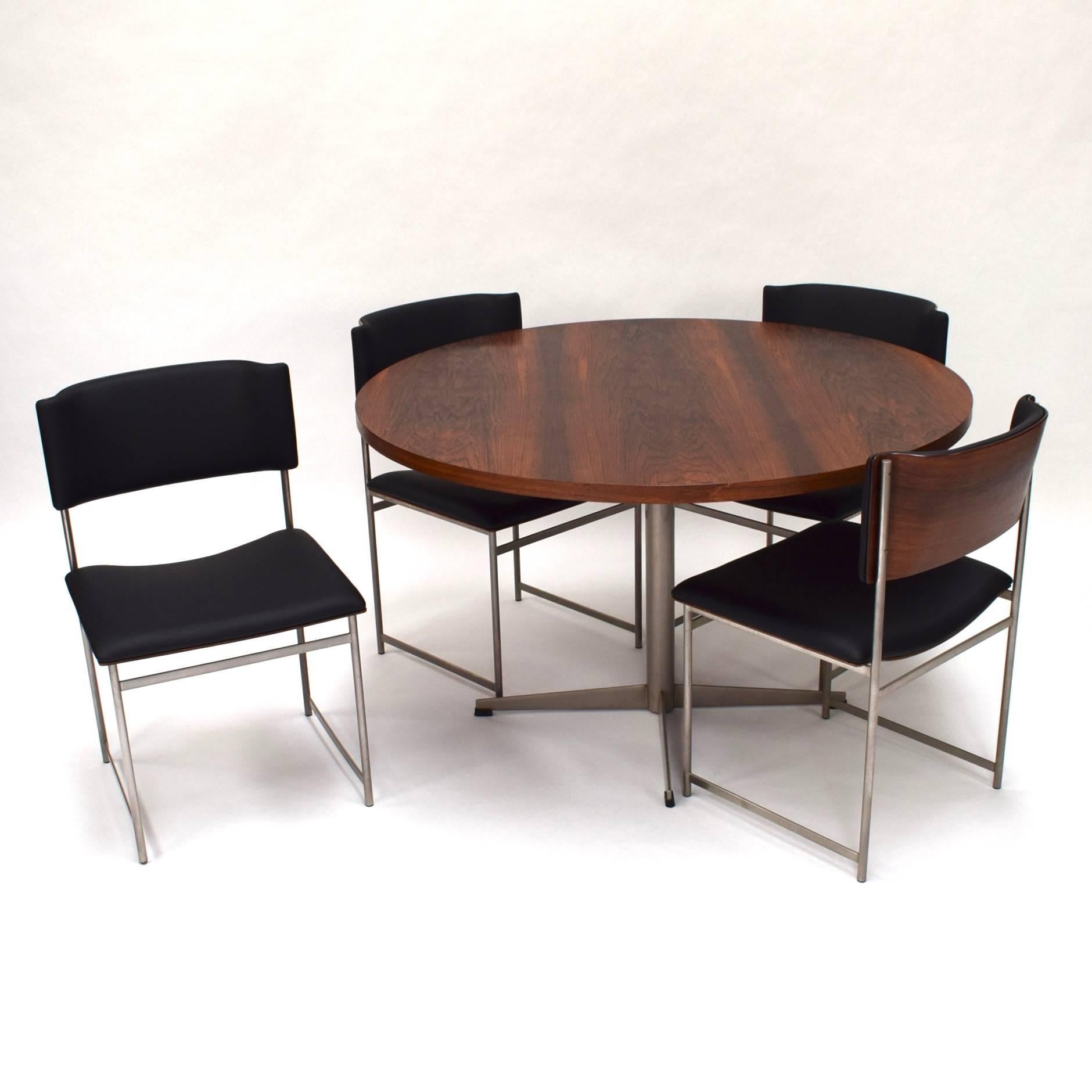 Mid-Century Modern Round Brazilian Rosewood Dining Set by Cees Braakman for Pastoe, circa 1950