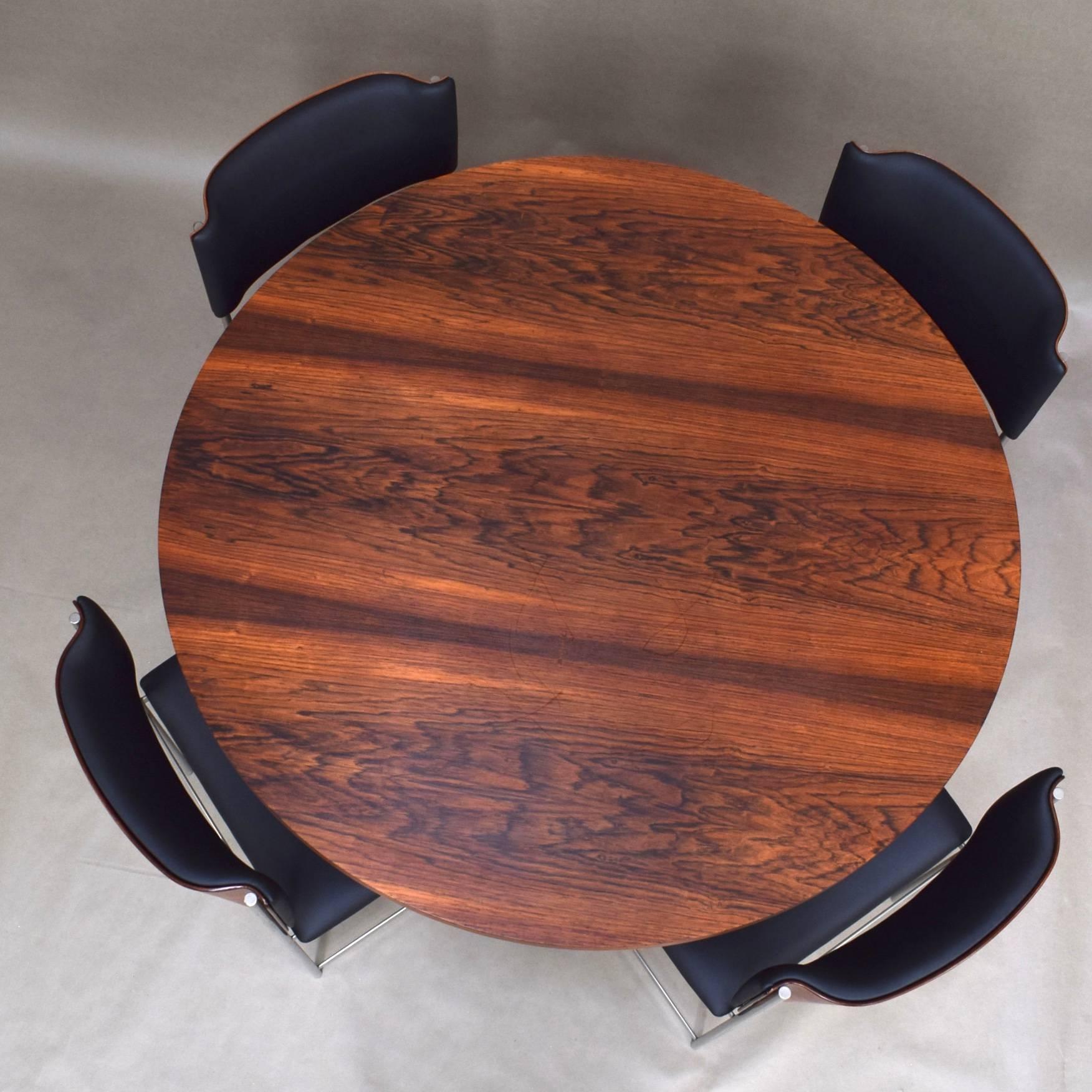 Mid-20th Century Round Brazilian Rosewood Dining Set by Cees Braakman for Pastoe, circa 1950