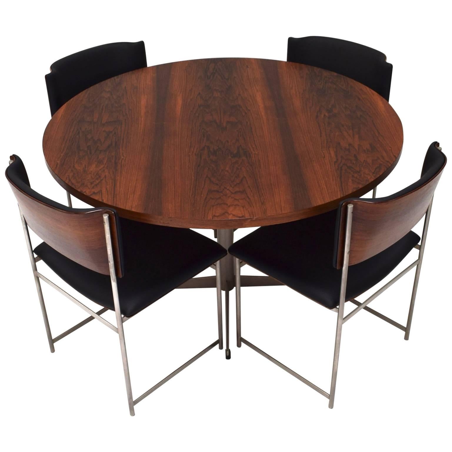 Round Brazilian Rosewood Dining Set by Cees Braakman for Pastoe, circa 1950