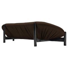 Round Brazilian Sofa in Leather and Black Wooden Frame