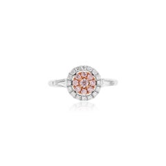 Runder Brillantschliff Argyle Pink Diamond und weißer Diamant 18K Gold Ring