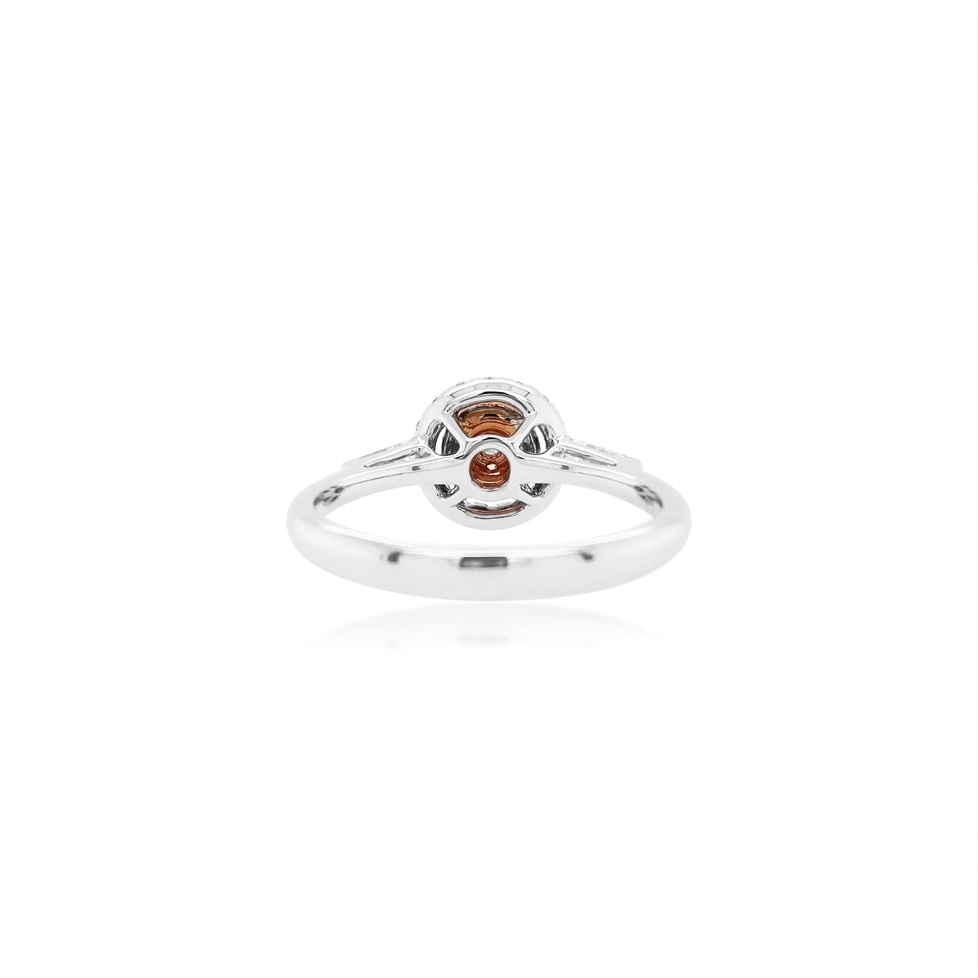 Art déco Round brilliant cut Argyle Pink Diamond and White Diamond 18K Gold Ring en vente