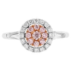 Round brilliant cut Argyle Pink Diamond and White Diamond 18K Gold Ring