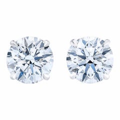 Round Brilliant 4.00 Carat Diamond Stud Earrings with 18 Karat White Gold