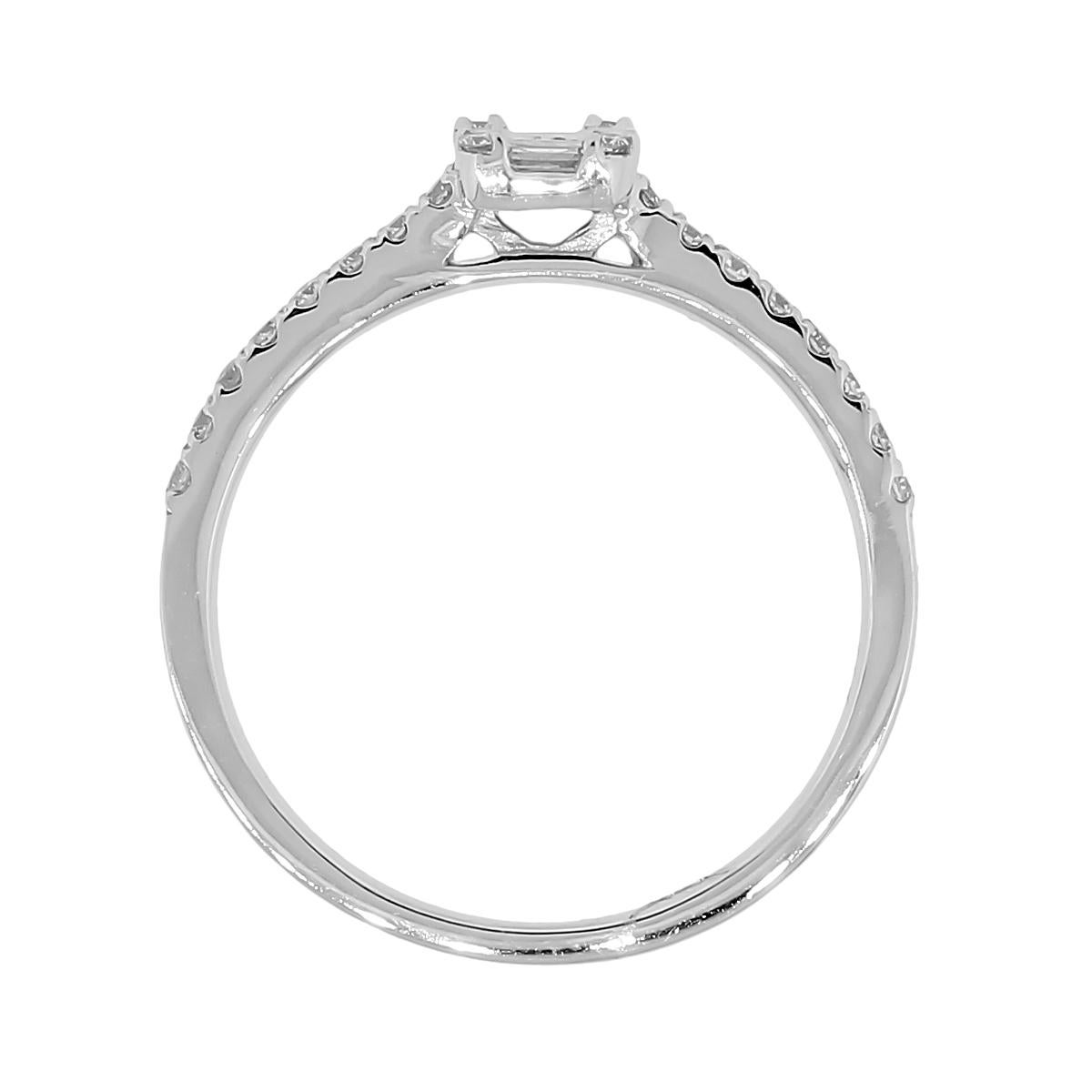 Runder Brillant und Baguette Diamant-Mosaik-Ring im Angebot 1