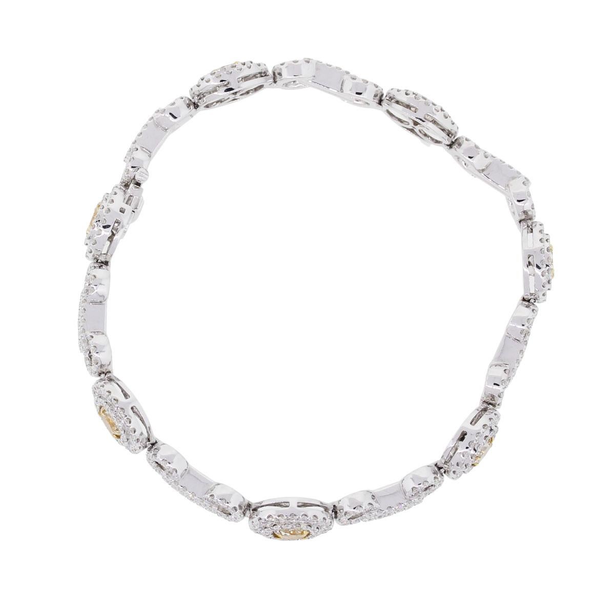 Oval Cut Round Brilliant and Fancy Yellow Oval Shape Diamond Bracelet