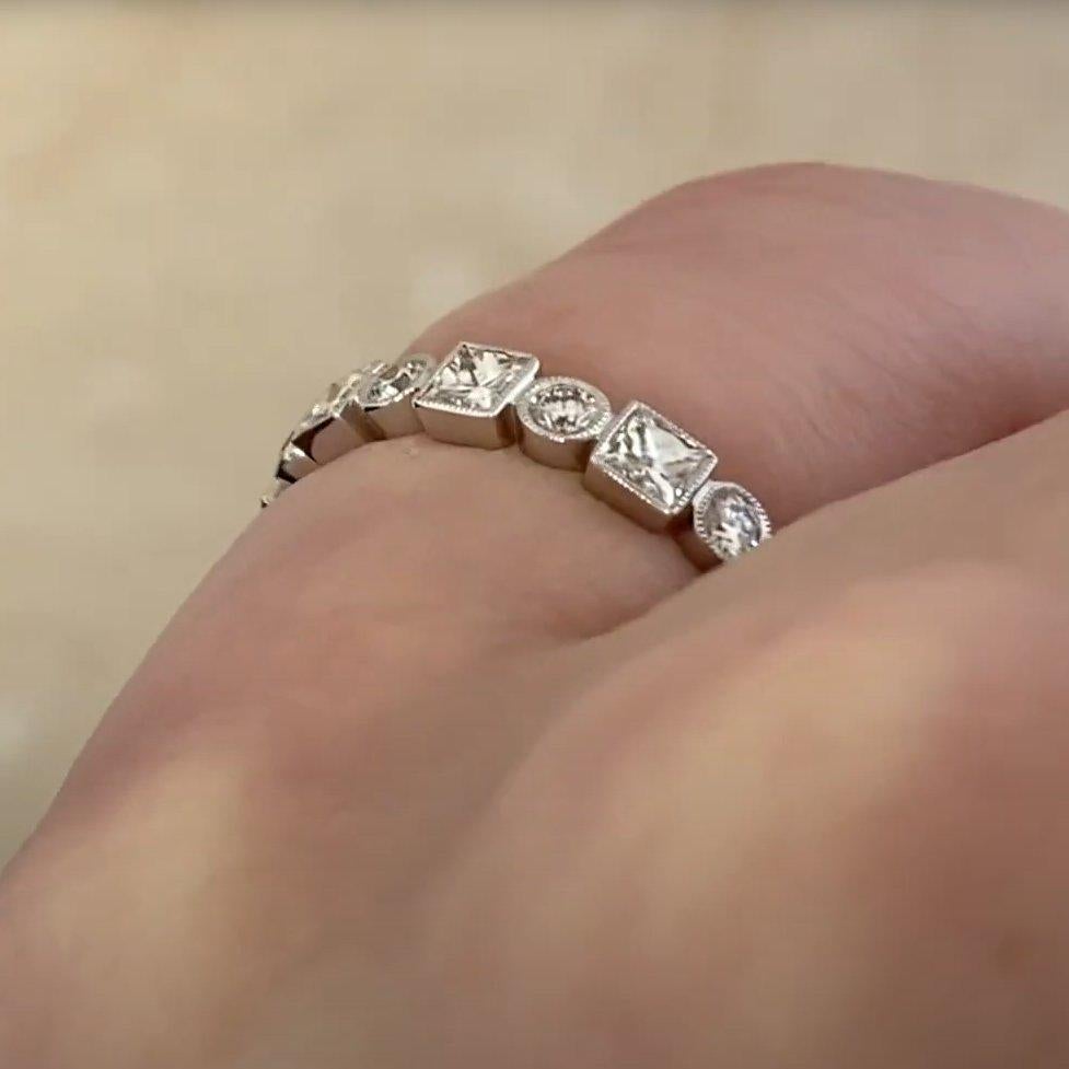 Anillo de diamantes redondos brillantes y talla princesa (aprox. 1,10 quilates), oro blanco Corte redondo en venta