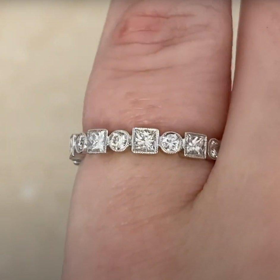 da uomo o donna Fascia di diamanti rotondi a taglio Brilliante e Principessa (circa 1,10 carati), oro bianco in vendita