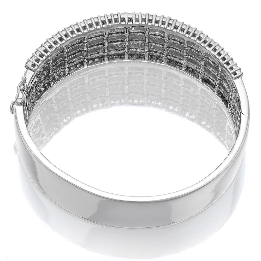 Diamond Bangle, Wide Band/Cuff, Nine Rows of Diamonds in 18 Carat White Gold  For Sale 3