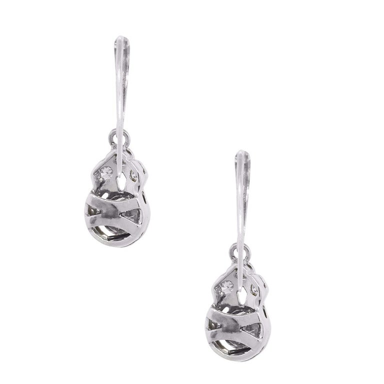 Round Cut Round Brilliant Bezel Set Diamond Dangle Earrings For Sale