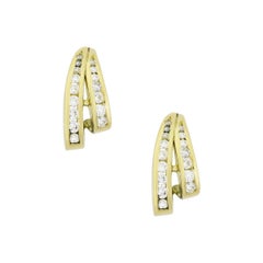 Round Brilliant Channel Set Diamond Earrings