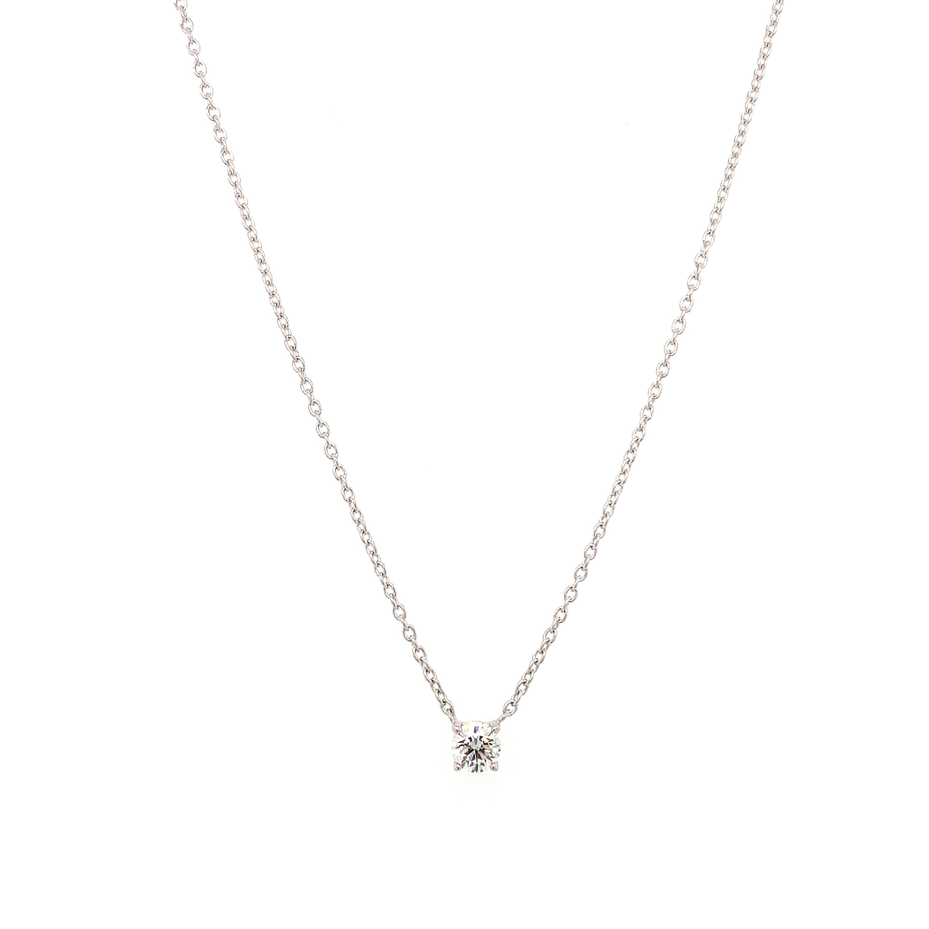 Modern Round brilliant classic diamonds pendant necklace 18k white gold For Sale