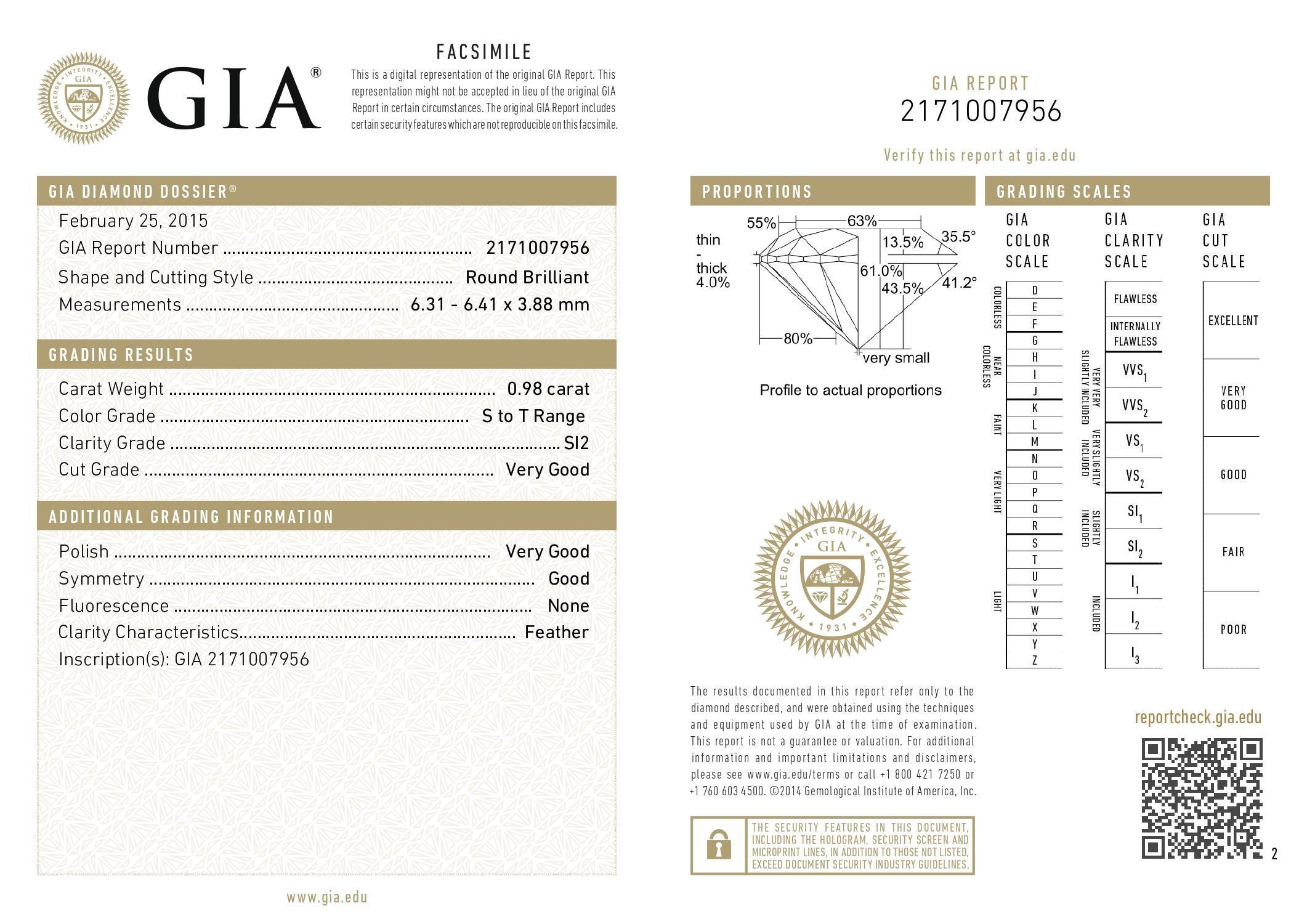 Round Brilliant Cut 0.98 Carat Diamond - GIA Certified For Sale 2