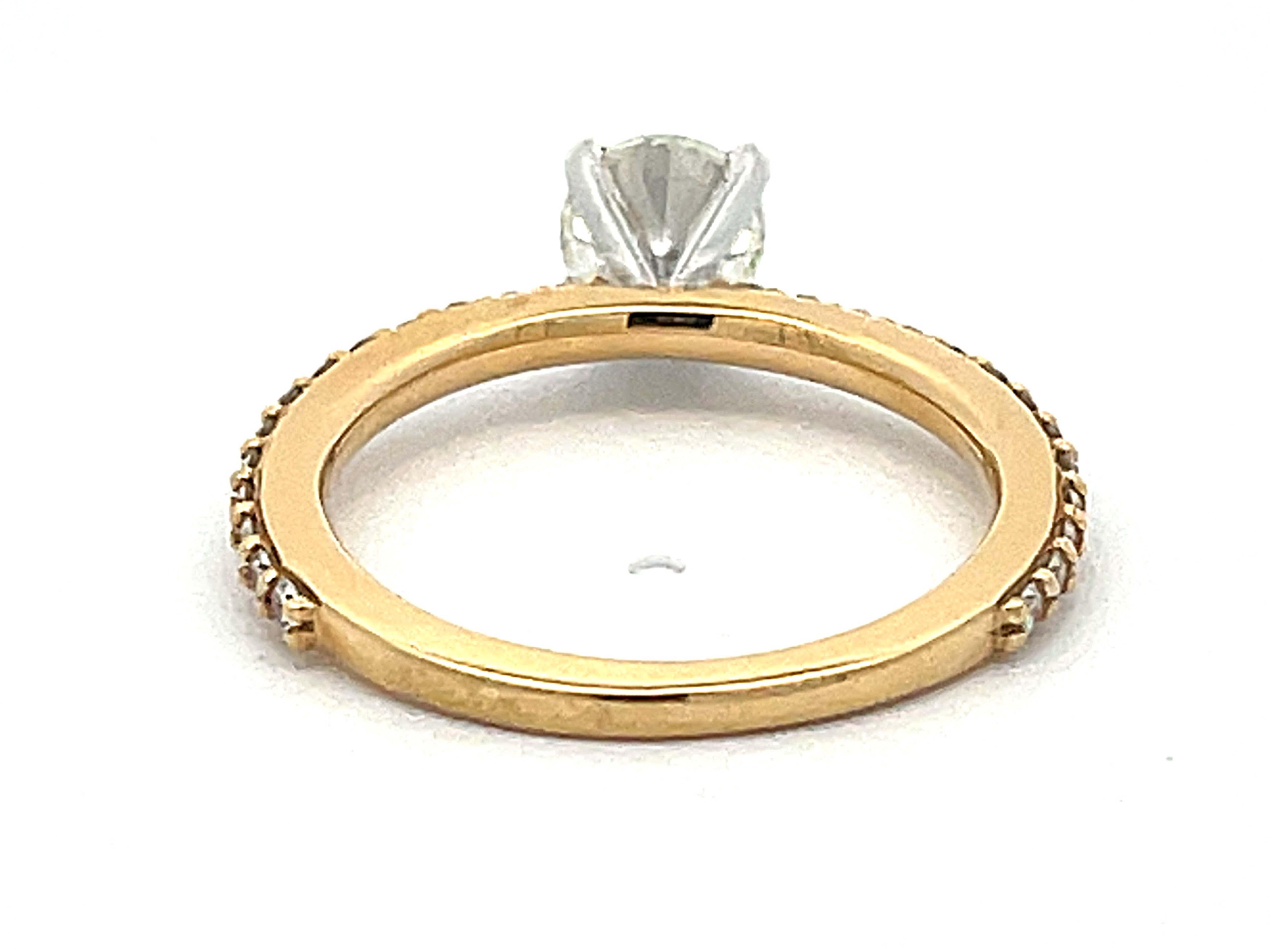 Round Brilliant Cut 1.00 Carat Center Stone Diamond Engagement Ring, 18k Yellow For Sale 3