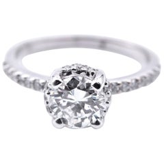 Round Brilliant Cut 1.02 Carat Diamond 14 Karat White Gold Engagement Ring