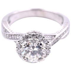 Round Brilliant Cut 1.14 Carat Diamond 14 Karat White Gold Engagement Ring