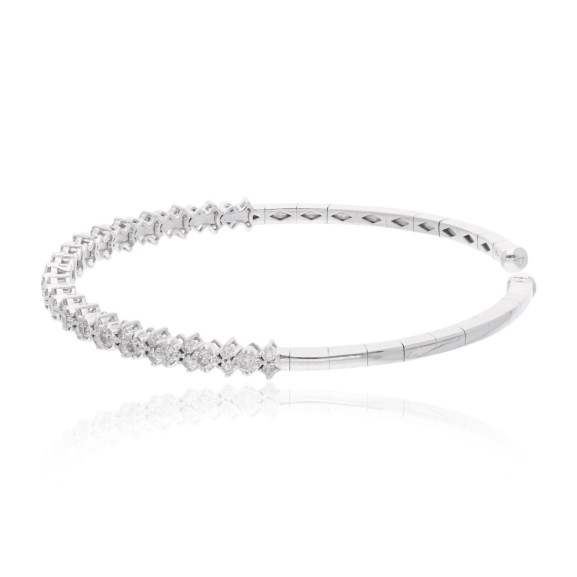 Bracelet manchette en or blanc 14k diamant taille brillant 1.30Ct SI/H Neuf - En vente à Diera, Dubai