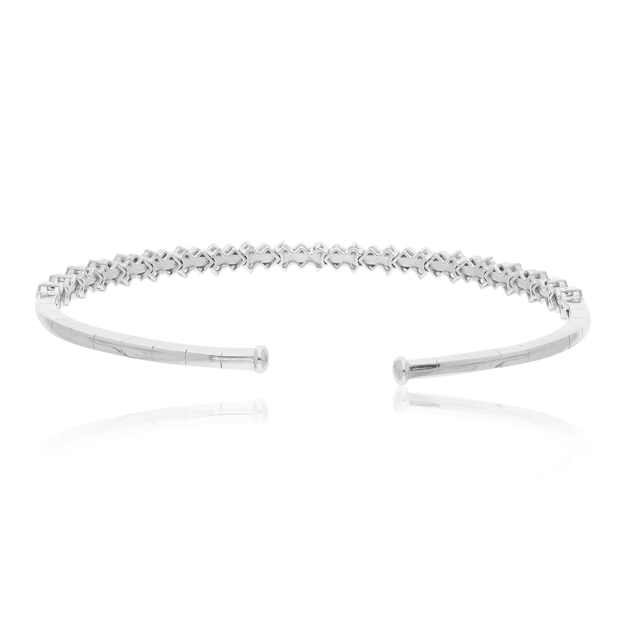 Bracelet manchette en or blanc 14k diamant taille brillant 1.30Ct SI/H Pour femmes en vente
