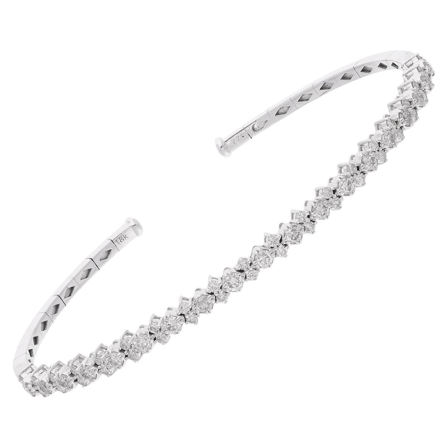Bracciale con diamanti taglio brillante rotondo 1,30 carati SI/H Bracciale con diamanti in oro bianco 14k