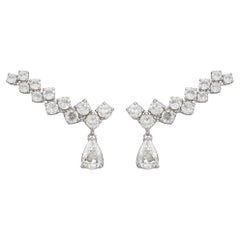 Round Brilliant Cut 1.77 Ct SI/H Diamond Ear Climber Earrings 14k White Gold