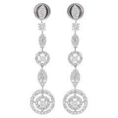 Round Brilliant Cut 1.81Ct Diamond Dangle Drop Earrings 18k White Gold Jewelry