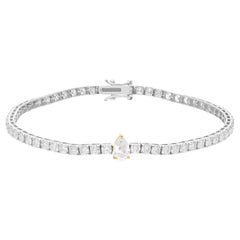 Diamante redondo talla brillante 4,41 ct Pulsera de tenis para aniversario Oro blanco 14k