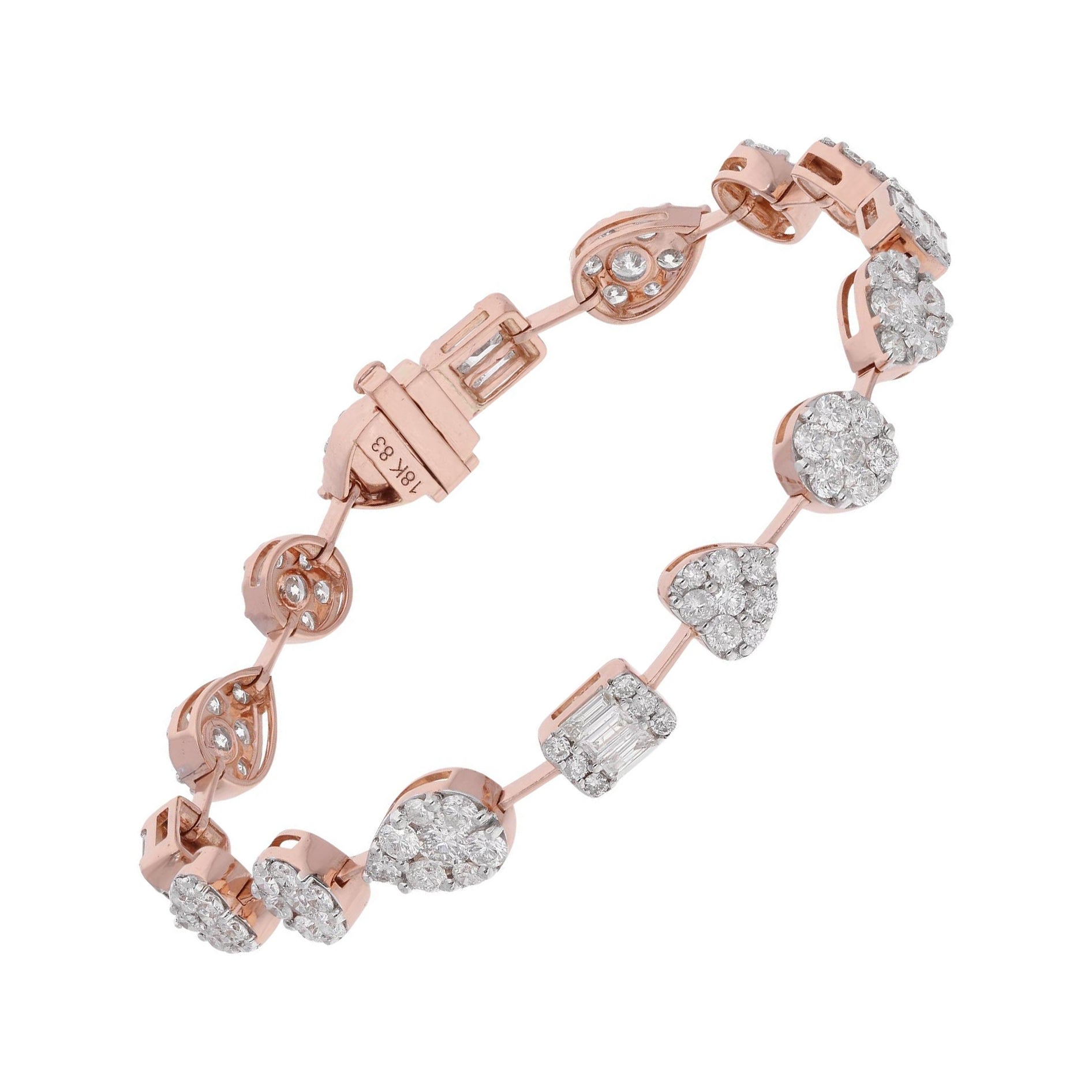 Bracelet de mariage en or fin 14K avec lien en diamant naturel et taille Brilliante 5Ct