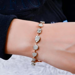 Round Brilliant Cut 5Ct Natural Diamond Link Wedding Bracelet In 18K Fine Gold