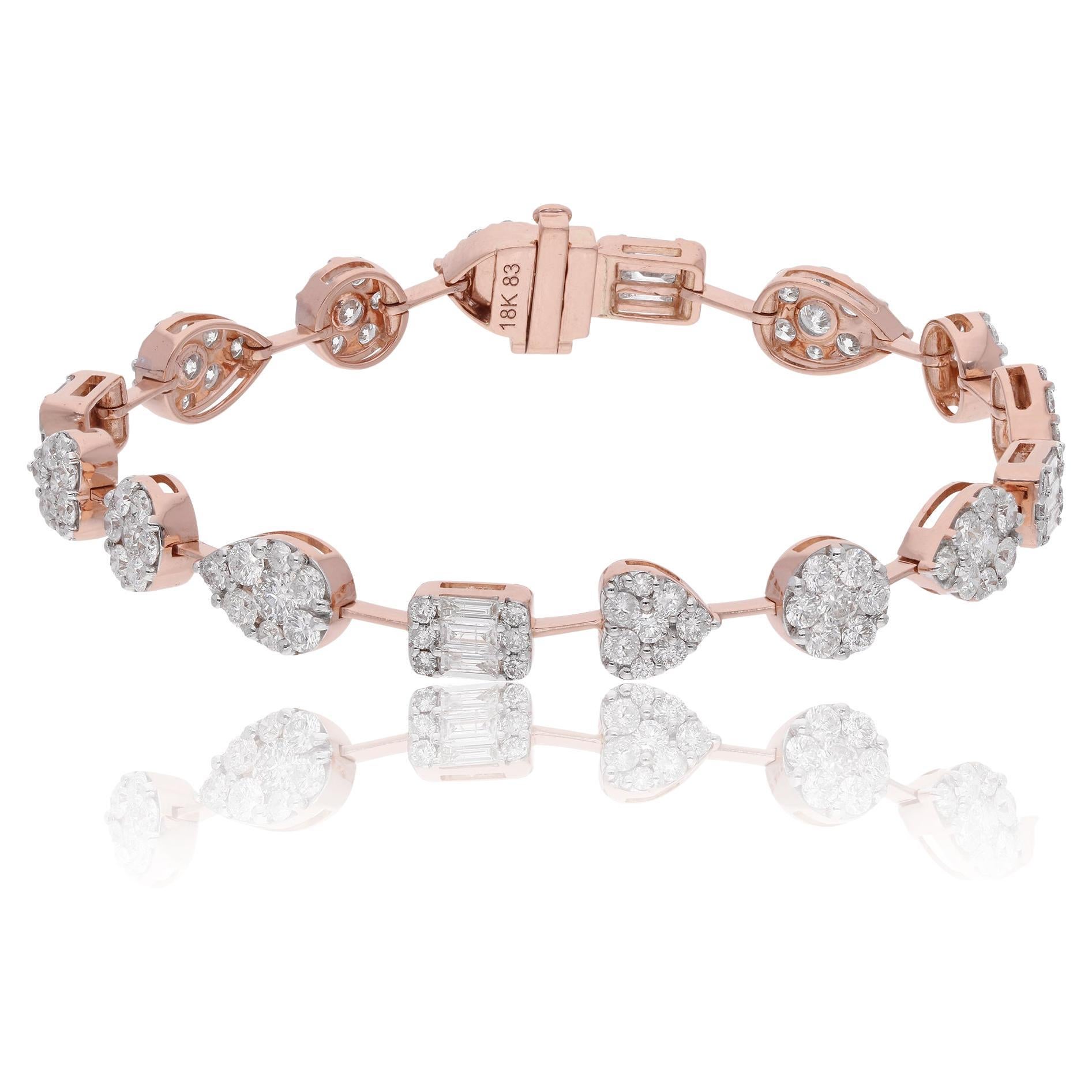 Moderne Bracelet de mariage à maillons en or fin 18 carats et diamant naturel taille brillant 5 carats en vente