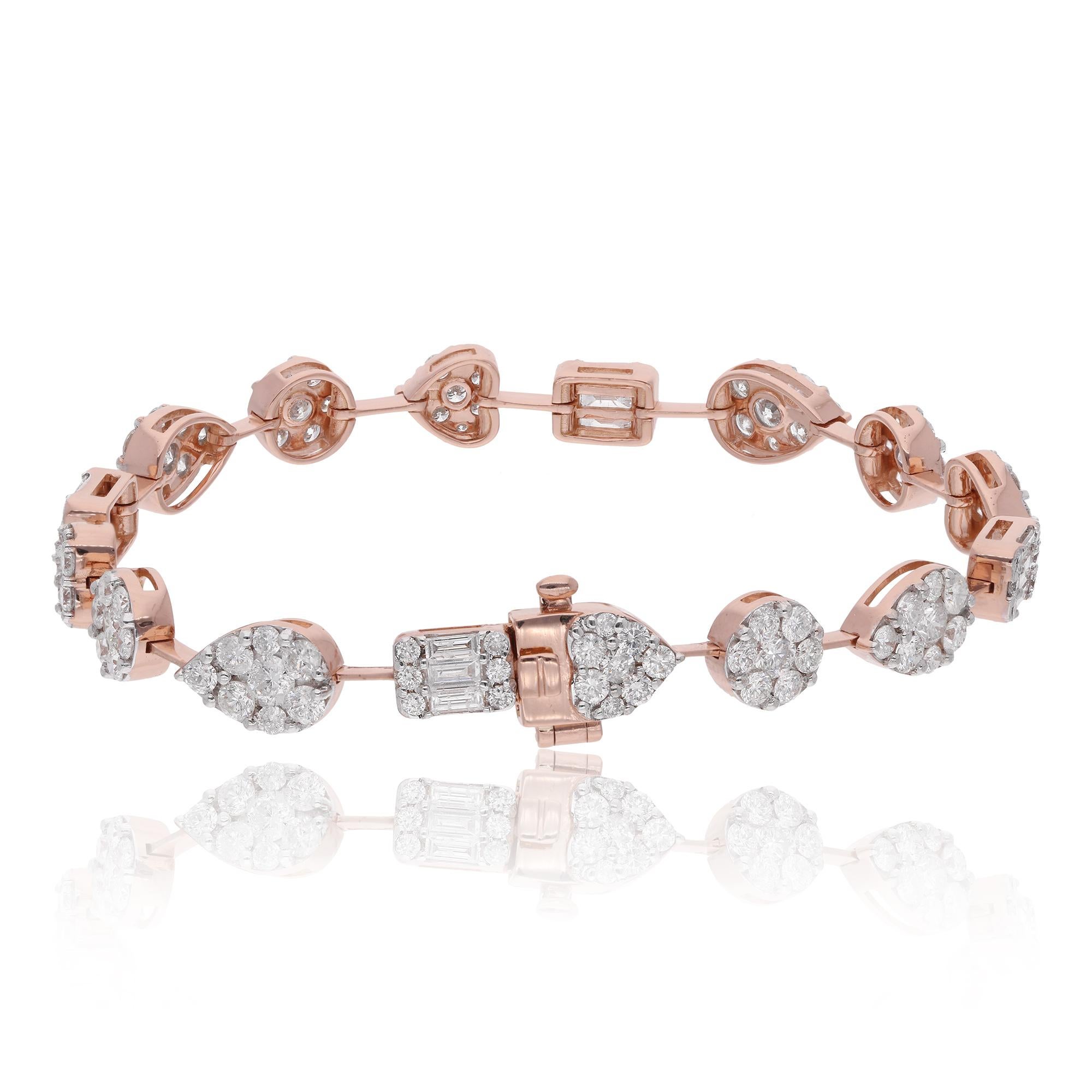 Bracelet de mariage à maillons en or fin 18 carats et diamant naturel taille brillant 5 carats en vente 2