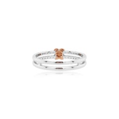 Round Brilliant Cut Argyle Pink Diamond and White Diamond 18K Gold Band Ring