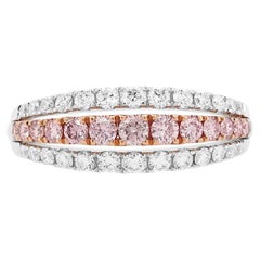 Round Brilliant Cut Argyle Pink Diamond and White Diamond 18K Gold Ring