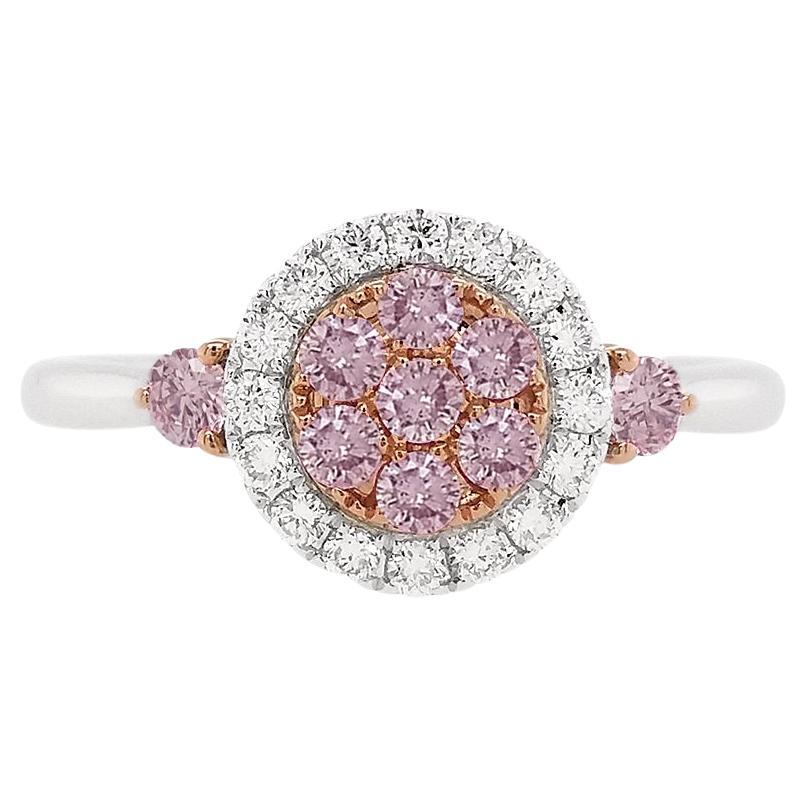 Runder Brillantschliff Argyle Pink Diamond und weißer Diamant 18K Gold Ring