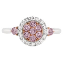 Runder Brillantschliff Argyle Pink Diamond und weißer Diamant 18K Gold Ring