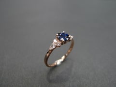 Round Brilliant Cut Blue Sapphire and Pear Shape Diamond Engagement Ring