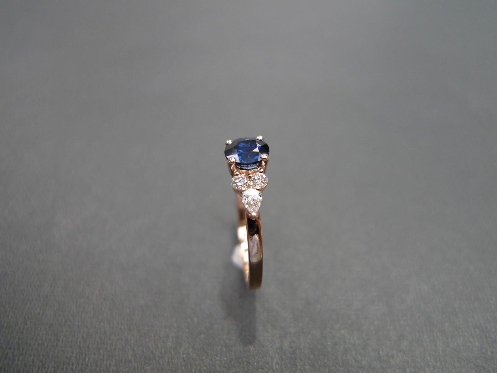 For Sale:  Round Brilliant Cut Blue Sapphire and Pear Shape Diamond Engagement Ring 6