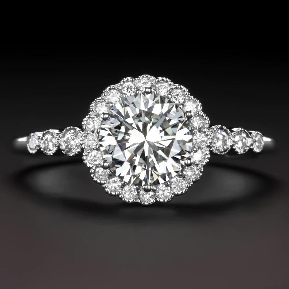 Modern Round Brilliant Cut Certified Diamond Solitaire Engagement Ring For Sale