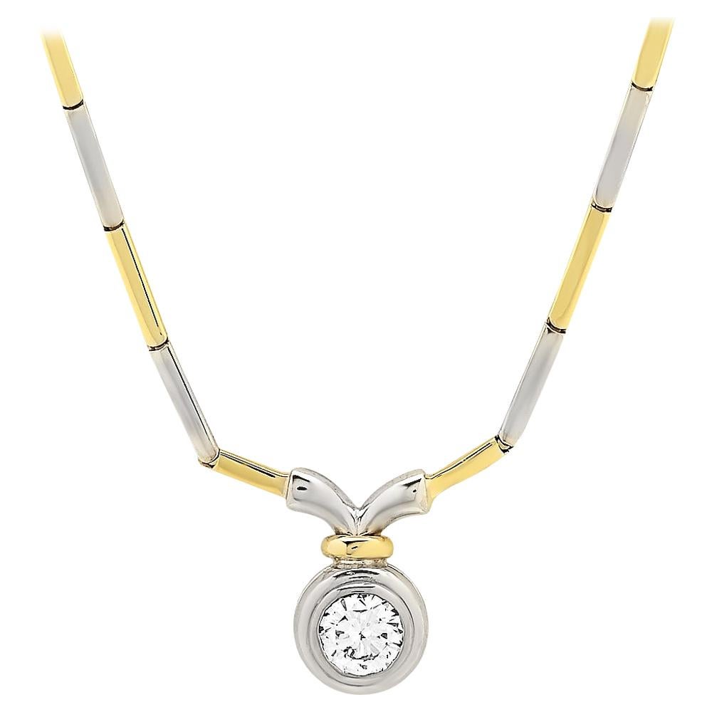 Collier/piece de joaillerie en or blanc et jaune 18 carats avec diamants, serti en bi métal 