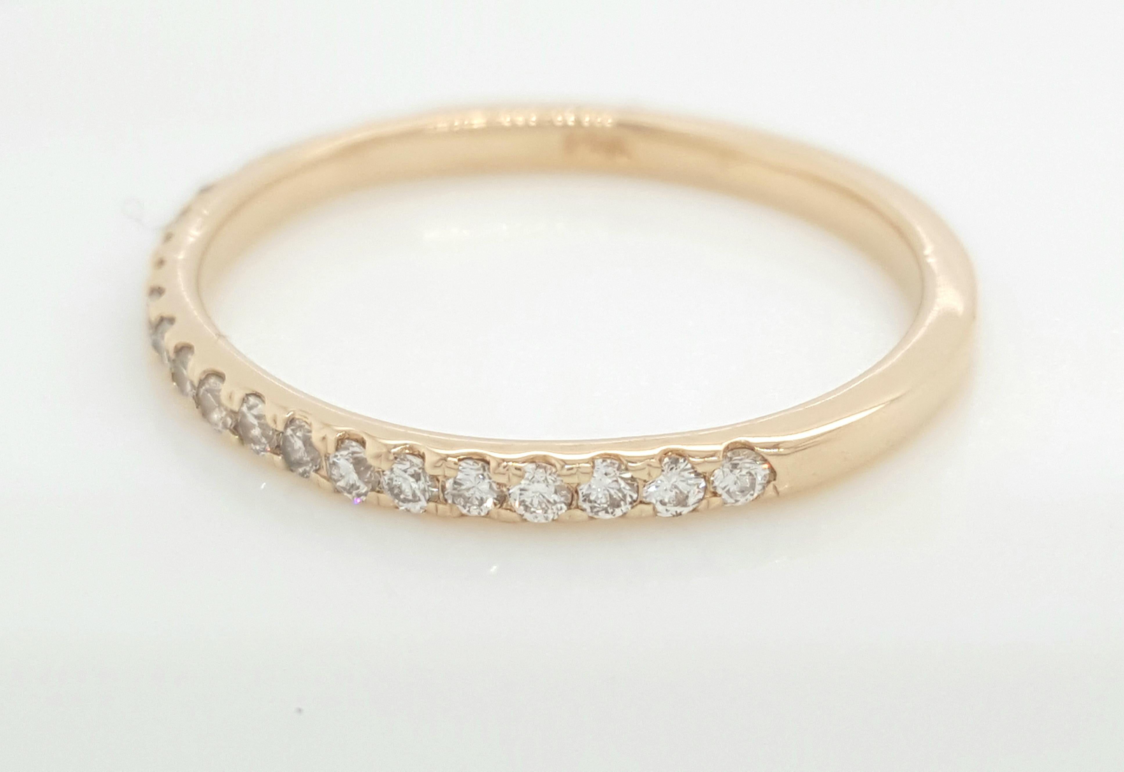 14 Karat Gelbgold Ehering mit rundem Diamanten im Brillantschliff im Angebot 3