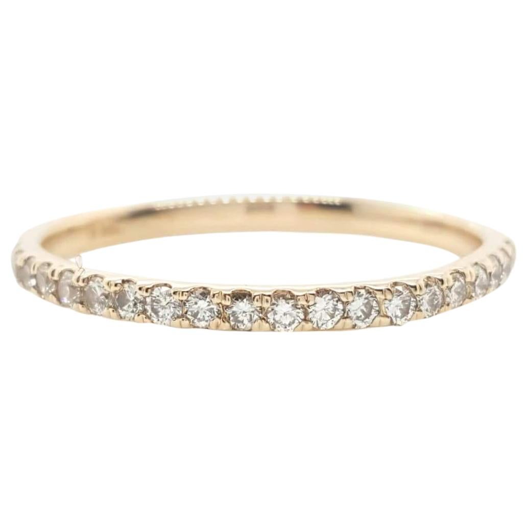 Round Brilliant Cut Diamond 14 Karat Yellow Gold Wedding Band Ring For Sale