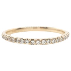 Round Brilliant Cut Diamond 14 Karat Yellow Gold Wedding Band Ring