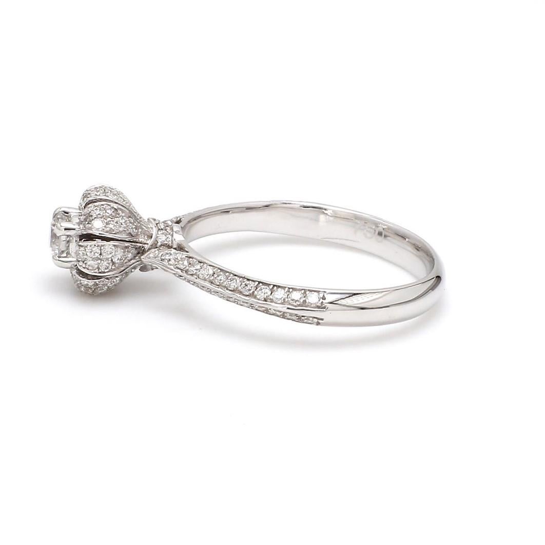 Round Cut Round Brilliant Cut Diamond 18 Karat White Gold Wedding Ring For Sale