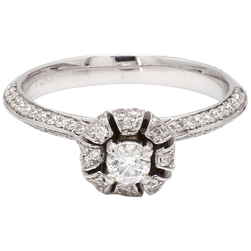 Emerald Cut Emerald Diamond 18 Karat White Gold Engagement Wedding Ring ...