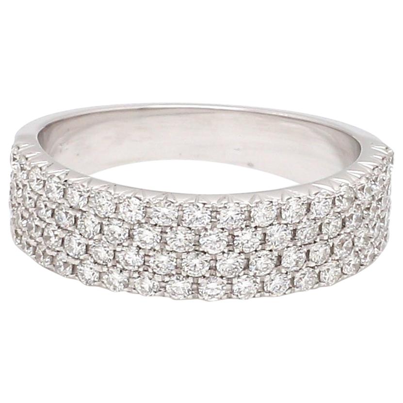Round Brilliant Cut Diamond 18 Karat White Gold Wedding Ring For Sale