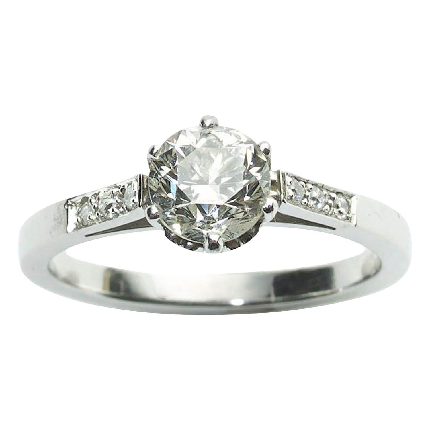 Runder Solitär-Ring aus Platin mit Diamanten im Brillantschliff und Platin, 1,00 Karat