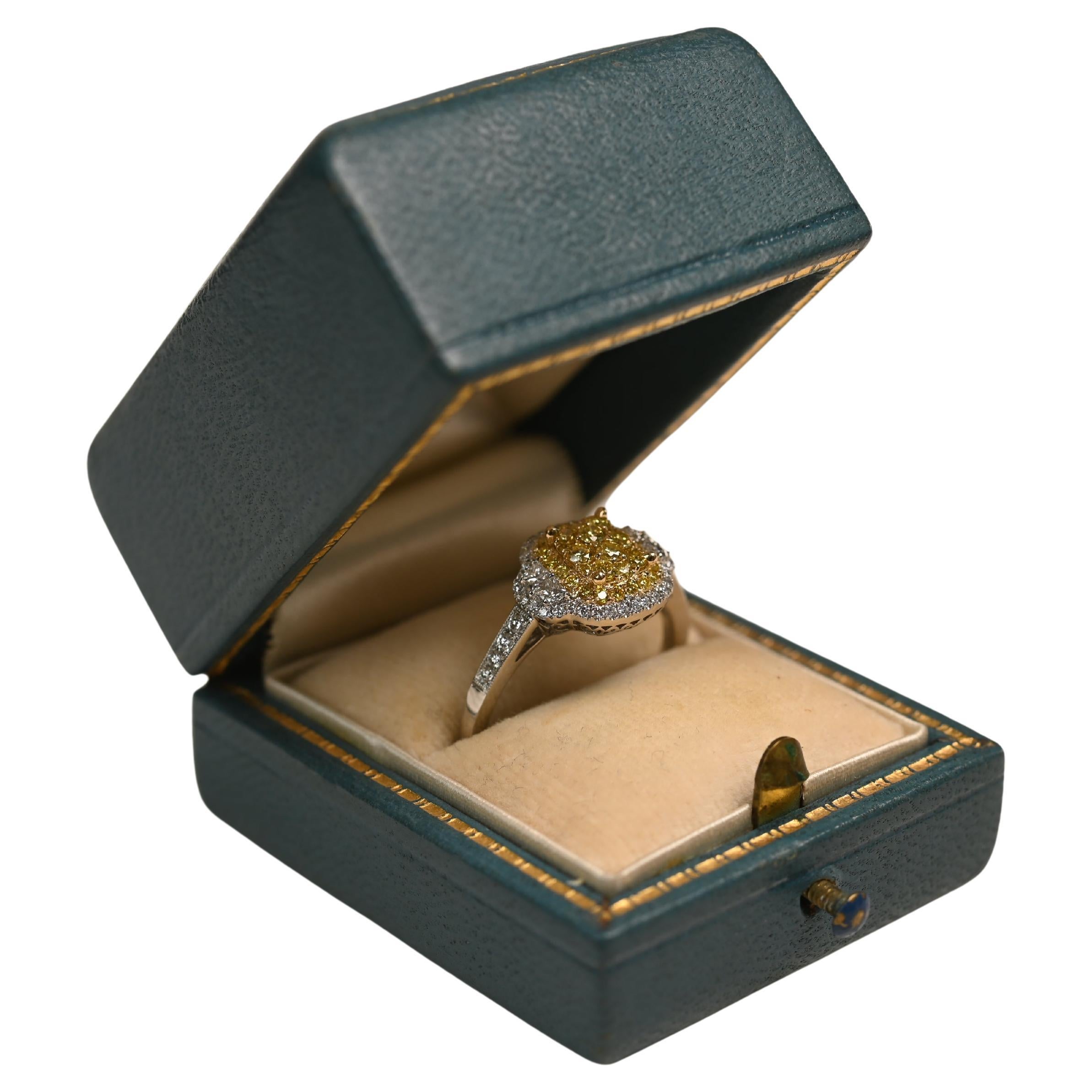 Round Brilliant Cut Diamond (Approx. 0.30-Carats) Double Cluster Ring, Platinum