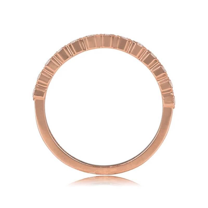Round Cut Round Brilliant Cut Diamond Band Ring, 14k Rose Gold  For Sale
