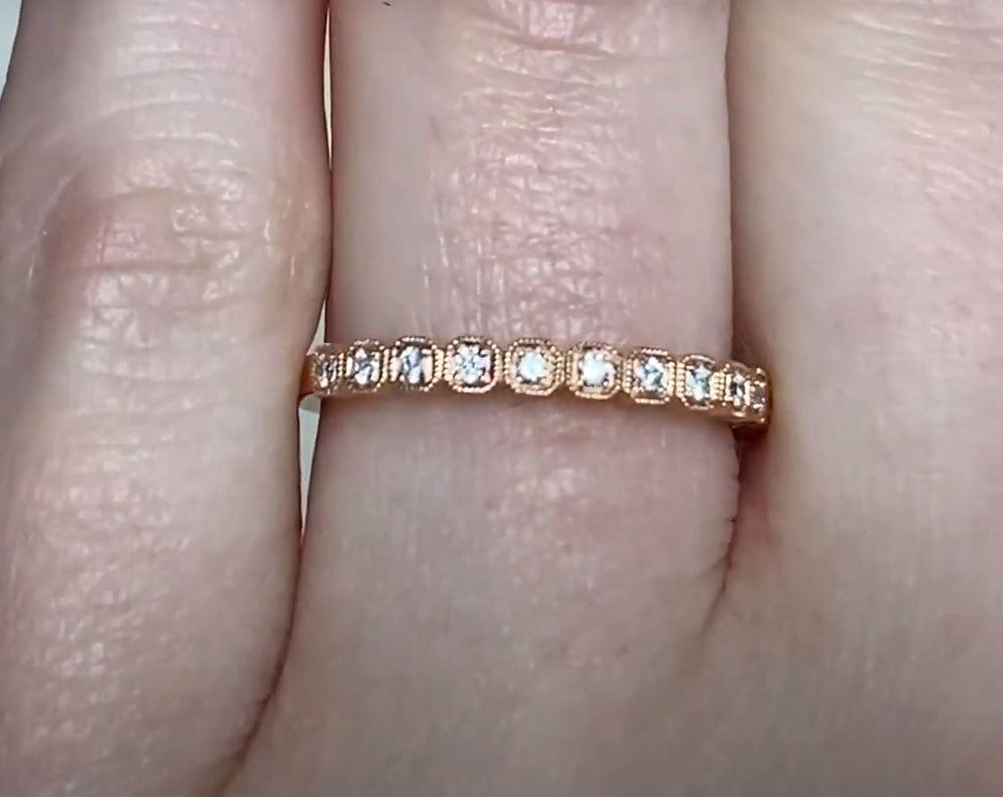 Round Brilliant Cut Diamond Band Ring, 14k Rose Gold  In Excellent Condition For Sale In New York, NY