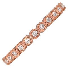 Bague en or rose 14k avec diamant à taille ronde et brillante